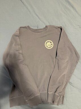 Women's Crewneck Sweatshirt in Taupe with Chest Emblem
